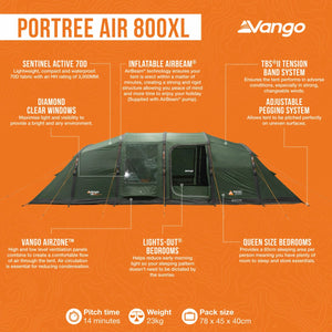 Vango Portree Air 800XL Inflatable 8 Person Tent